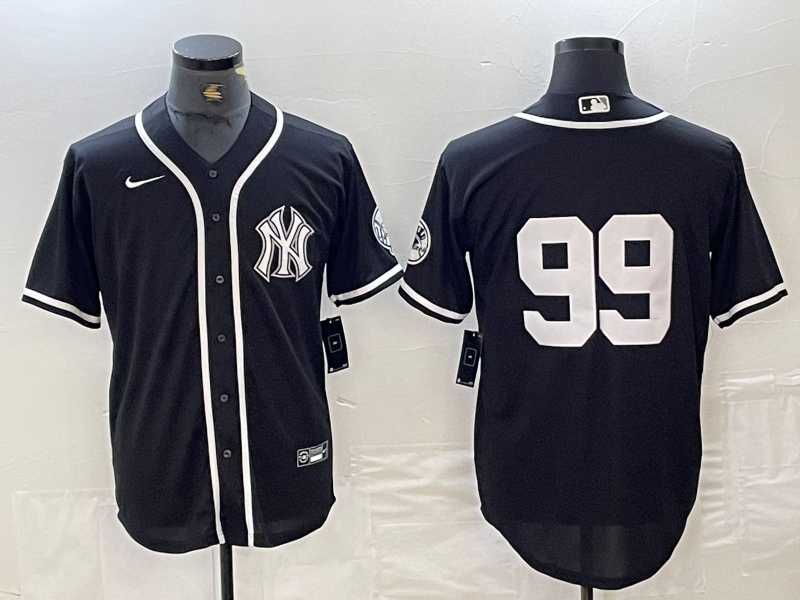 Mens New York Yankees #99 Aaron Judge No Name Black White Cool Base Stitched Jersey->new york yankees->MLB Jersey